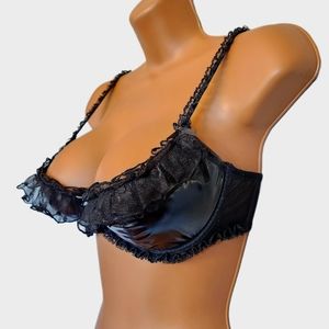Victoria's Secret Sexy Little Things Faux Leather Lace Balconette Bra (36C)